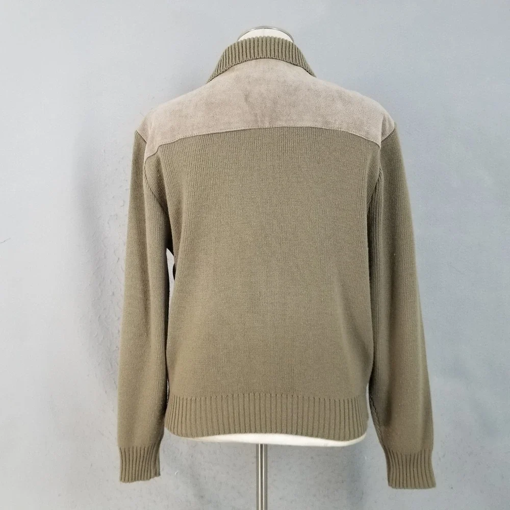 Caribou Bay Jacket Mens XL Beige Vintage 80s Suede Leather Knit Mixed Bomber